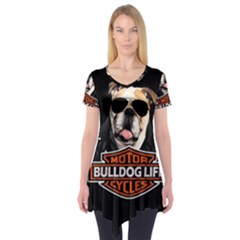 Bulldog Biker Short Sleeve Tunic  by Valentinaart