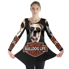 Bulldog Biker Long Sleeve Tunic  by Valentinaart