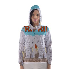 Africa Elephant Animals Animal Hooded Wind Breaker (women) by Nexatart