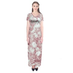 Pink Colored Flowers Short Sleeve Maxi Dress by dflcprints