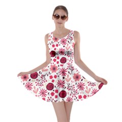 Red Floral Seamless Pattern Skater Dress by TastefulDesigns