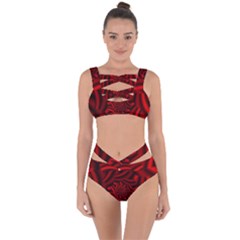 Metallic Red Rose Bandaged Up Bikini Set  by designworld65