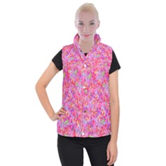 The Big Pink Party Women s Button Up Puffer Vest by designworld65