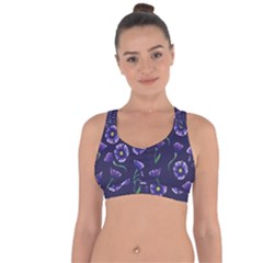 Floral Violet Purple Cross String Back Sports Bra by BubbSnugg