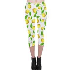 Lemon Pattern Capri Leggings  by Valentinaart
