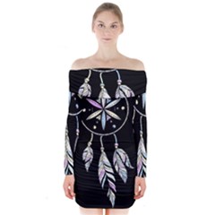 Dreamcatcher  Long Sleeve Off Shoulder Dress by Valentinaart