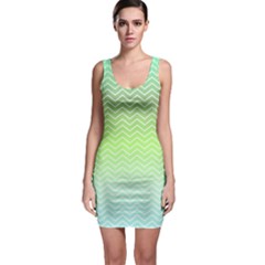 Green Line Zigzag Pattern Chevron Bodycon Dress by Nexatart