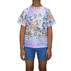 Snail And Waterlily, Watercolor Kids  Short Sleeve Swimwear by FantasyWorld7