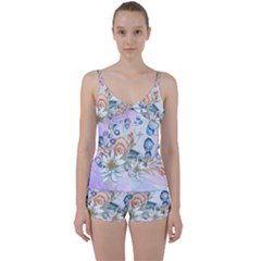 Snail And Waterlily, Watercolor Tie Front Two Piece Tankini by FantasyWorld7