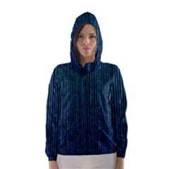 Stylish Abstract Blue Strips Hooded Wind Breaker (women) by gatterwe