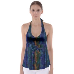 Stylish Colorful Strips Babydoll Tankini Top by gatterwe