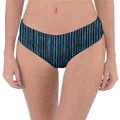 Stylish Frost Blue Strips Reversible Classic Bikini Bottoms by gatterwe