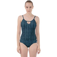 Stylish Frost Blue Strips Cut Out Top Tankini Set by gatterwe