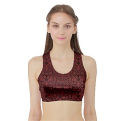 Red Glitter Look Floral Sports Bra With Border by gatterwe