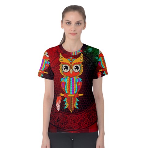 Cute Owl, Mandala Design Women s Cotton Tee by FantasyWorld7