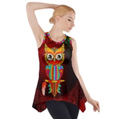 Cute Owl, Mandala Design Side Drop Tank Tunic by FantasyWorld7