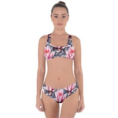 Water Lily Background Pattern Criss Cross Bikini Set