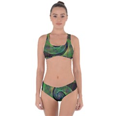 Green Spiral Fractal Wired Criss Cross Bikini Set by Nexatart