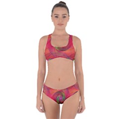 Red Spiral Swirl Pattern Seamless Criss Cross Bikini Set by Nexatart