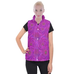 Pink Abstract Background Curl Women s Button Up Puffer Vest by Nexatart