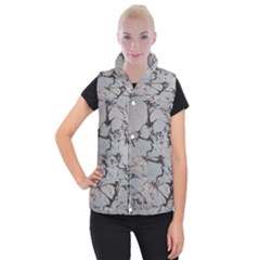 Slate Marble Texture Women s Button Up Puffer Vest by Nexatart