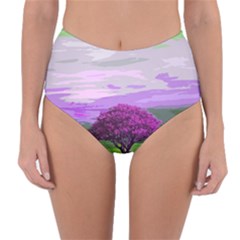 Landscape Reversible High-waist Bikini Bottoms by Valentinaart