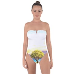 Landscape Tie Back One Piece Swimsuit by Valentinaart