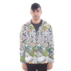 Simple Map Of The City Hooded Wind Breaker (men) by Nexatart