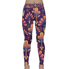 Floral Abstract Purple Pattern Classic Yoga Leggings