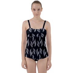 Feather Pattern Twist Front Tankini Set by Valentinaart