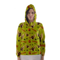 Bat, Pumpkin And Spider Pattern Hooded Wind Breaker (women) by Valentinaart