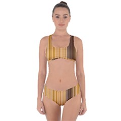 Brown Verticals Lines Stripes Colorful Criss Cross Bikini Set by Mariart