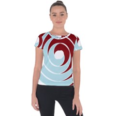 Double Spiral Thick Lines Blue Red Short Sleeve Sports Top  by Mariart