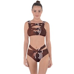 Fan Line Chevron Wave Brown Bandaged Up Bikini Set  by Mariart