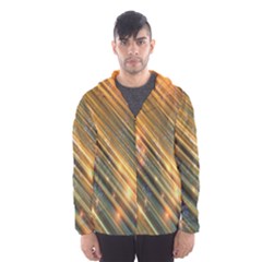 Golden Blue Lines Sparkling Wild Animation Background Space Hooded Wind Breaker (men) by Mariart