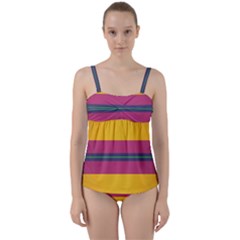 Layer Retro Colorful Transition Pack Alpha Channel Motion Line Twist Front Tankini Set