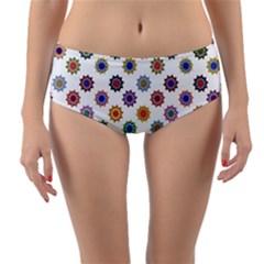 Flowers Pattern Recolor Artwork Sunflower Rainbow Beauty Reversible Mid-waist Bikini Bottoms by Mariart