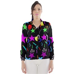 Party Pattern Star Balloon Candle Happy Wind Breaker (women) by Mariart