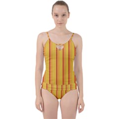 Red Orange Lines Back Yellow Cut Out Top Tankini Set by Mariart