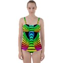 Twisted Motion Rainbow Colors Line Wave Chevron Waves Twist Front Tankini Set View1