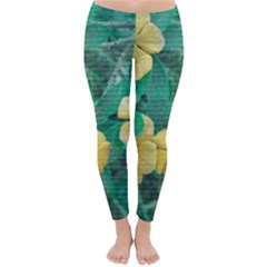 Yellow Flowers At Nature Classic Winter Leggings by dflcprints