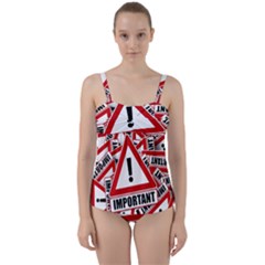 Important Stamp Imprint Twist Front Tankini Set by Nexatart