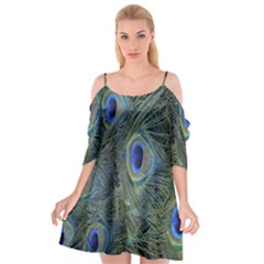 Peacock Feathers Blue Bird Nature Cutout Spaghetti Strap Chiffon Dress by Nexatart