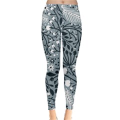 Abstract Floral Pattern Grey Leggings  by Mariart