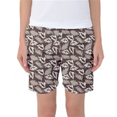 Dried Leaves Grey White Camuflage Summer Women s Basketball Shorts by Mariart