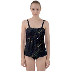 Neurons Light Neon Net Twist Front Tankini Set by Mariart