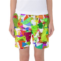 Colorful Shapes On A White Background                       Women s Basketball Shorts by LalyLauraFLM