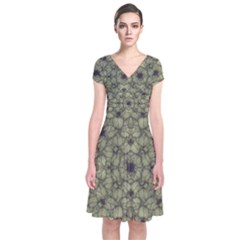 Stylized Modern Floral Design Short Sleeve Front Wrap Dress by dflcprints