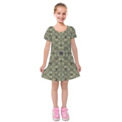 Stylized Modern Floral Design Kids  Short Sleeve Velvet Dress by dflcprints