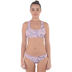 Cat Pattern Face Smile Cute Animals Beauty Cross Back Hipster Bikini Set by Mariart